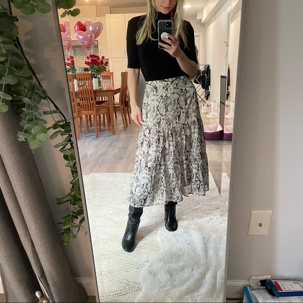Snakeskin MIDI Skirt
